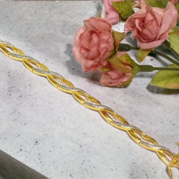Diamond Accent 18k Gold Plate Infinity X Bracelet - Picture 1 of 6